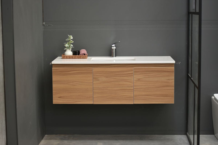 MALOO SALE- 1200mm Timber Look Wall Hung Bathroom Vanity- (FREE DELIVERY UNAVAILABLE ON CLEARANCE ITEMS)