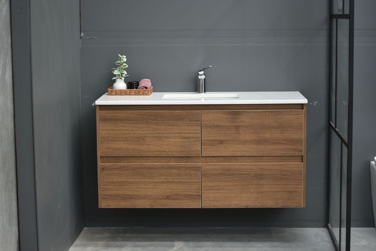 MEL Wall hung Timber oak look Vanity 1200mm (FREE DELIVERY UNAVAILABLE ON CLEARANCE ITEMS)