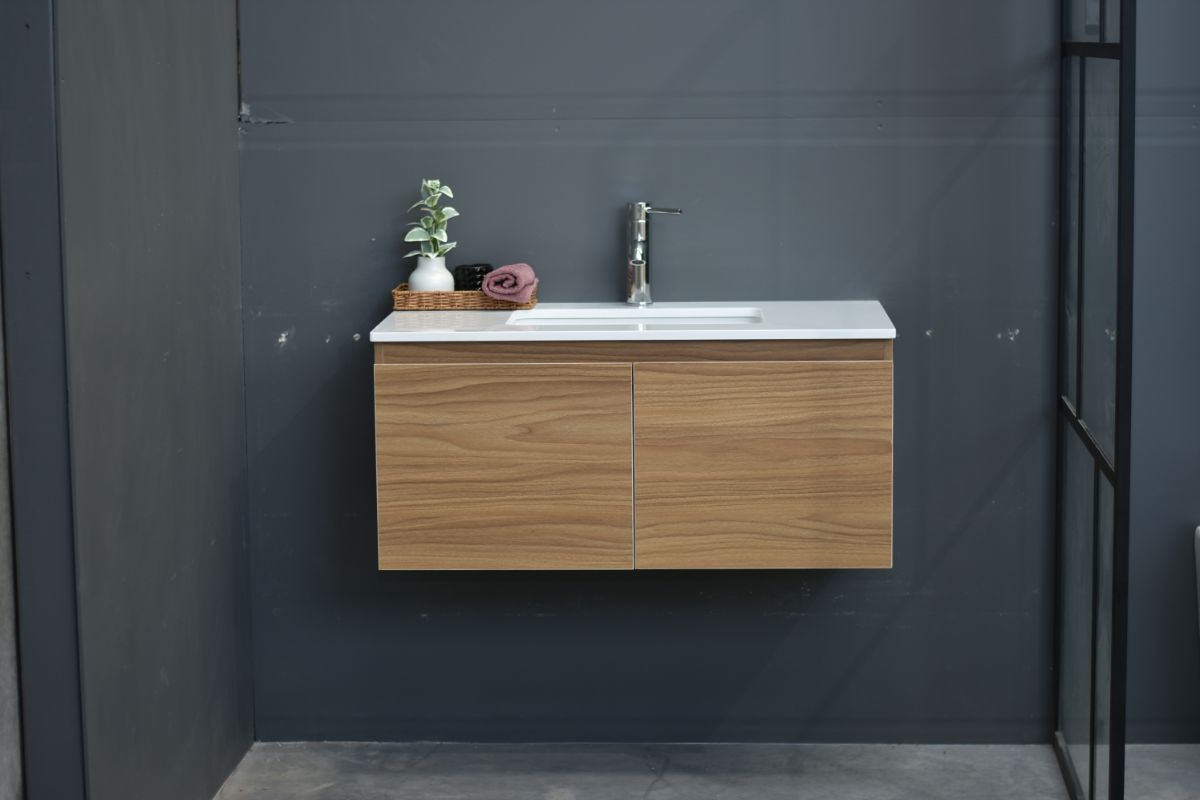 MALOO Sale 900mm Timber Look Wall Hung Bathroom Vanity (FREE DELIVERY UNAVAILABLE ON CLEARANCE ITEMS)