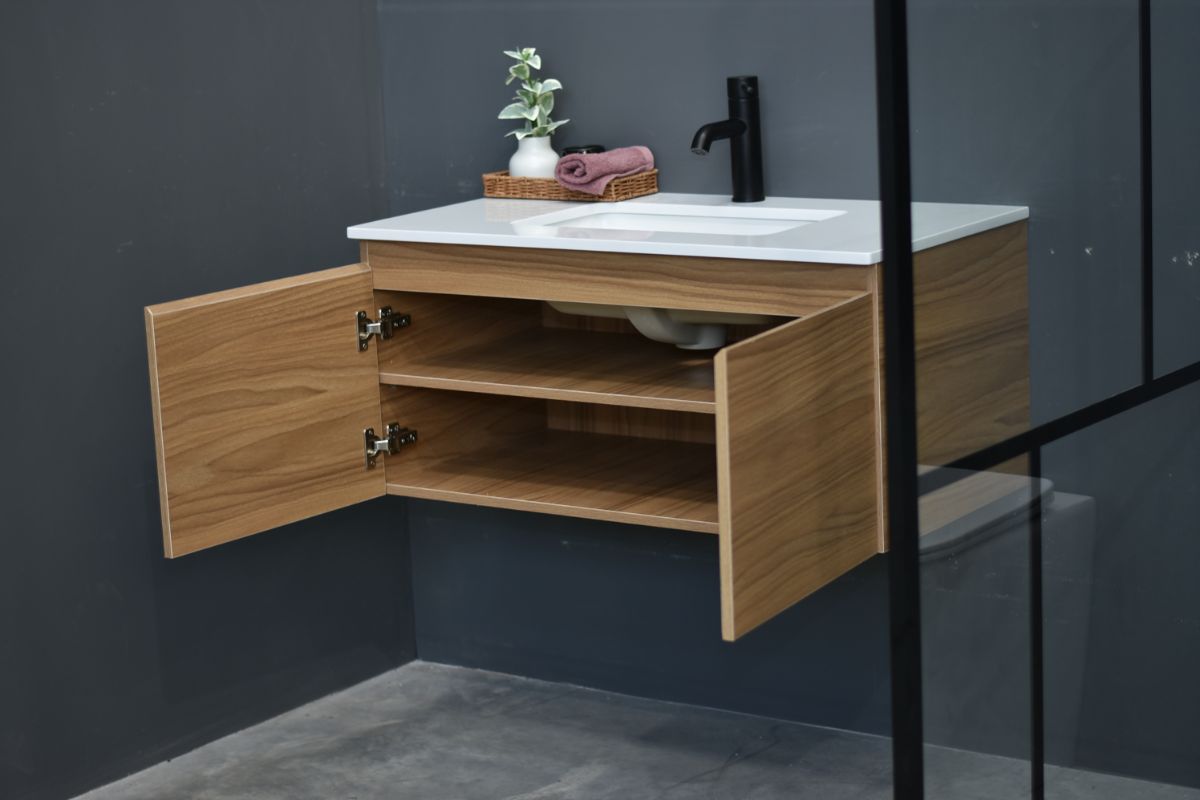 MALOO Sale 900mm Timber Look Wall Hung Bathroom Vanity (FREE DELIVERY UNAVAILABLE ON CLEARANCE ITEMS)