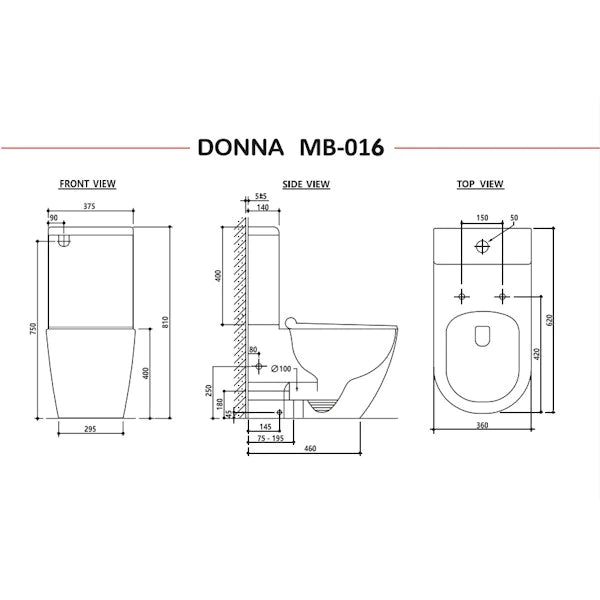 Zumi - Donna Short Projection Rimless toilet