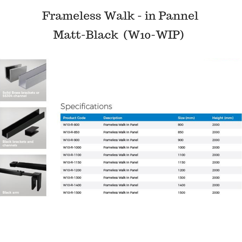 10mm Frameless walk-in panel Shower Screen