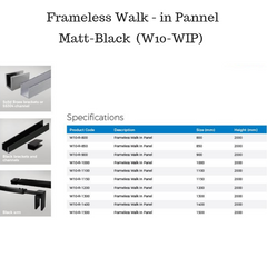 10mm Frameless walk-in panel Shower Screen