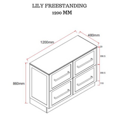 Lily 1200mm Hampton Shaker Style Freestanding Bathroom Vanity