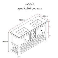 PARIS 1500mm Bathroom Vanity Double Basin