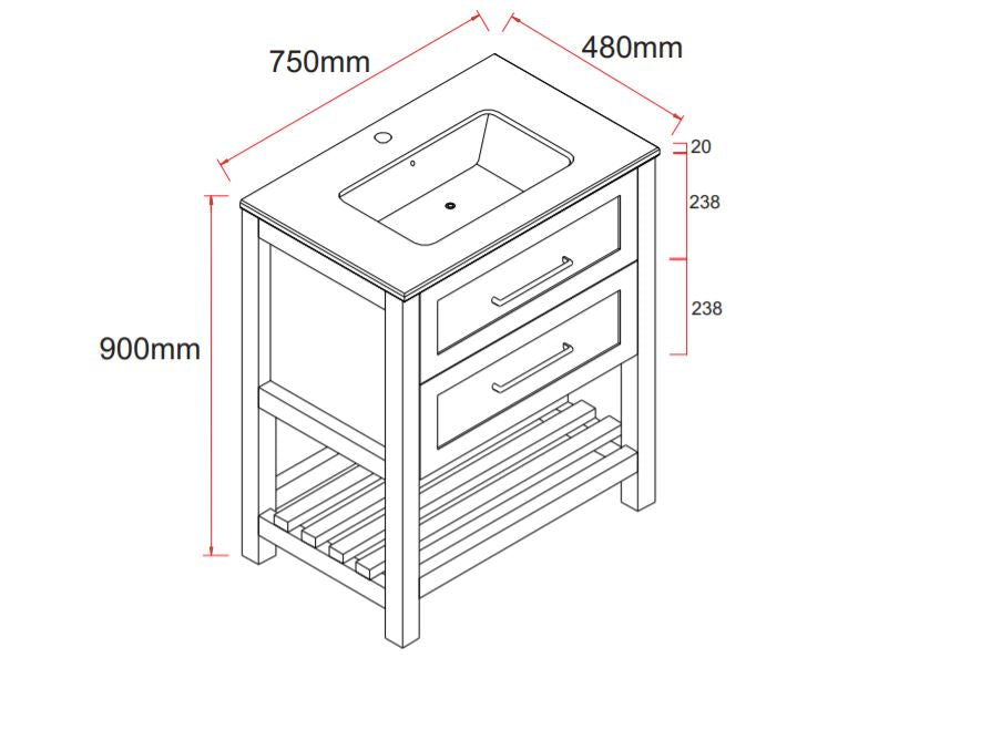 California 750mm Bathroom Vanity