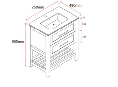 California 750mm Bathroom Vanity
