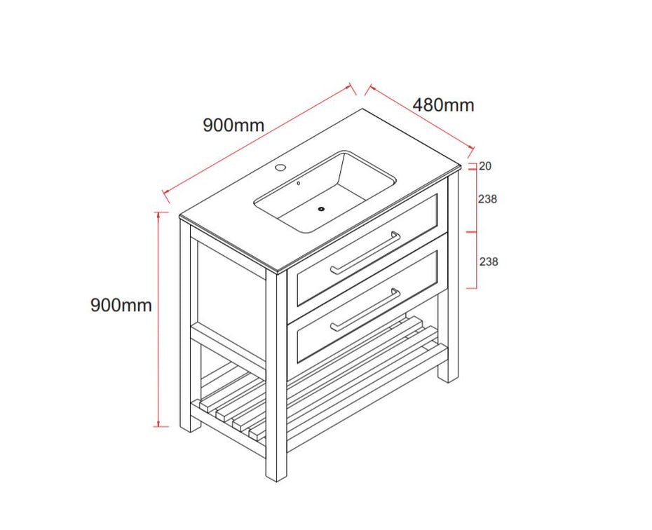 California 900mm Bathroom Vanity