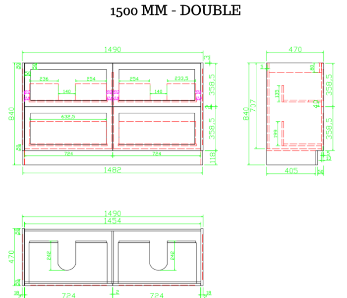Lily 1800mm Hampton Shaker Style Freestanding Double/ Single Basin Bathroom Vanity - made to order