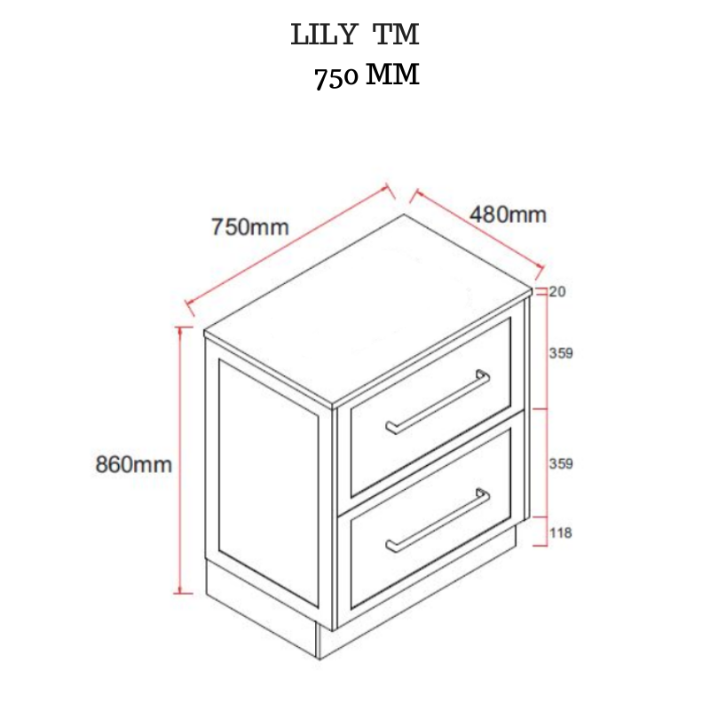 Lily 750mmHampton Shaker Style Freestanding Bathroom Vanity