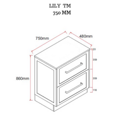 Lily 750mmHampton Shaker Style Freestanding Bathroom Vanity