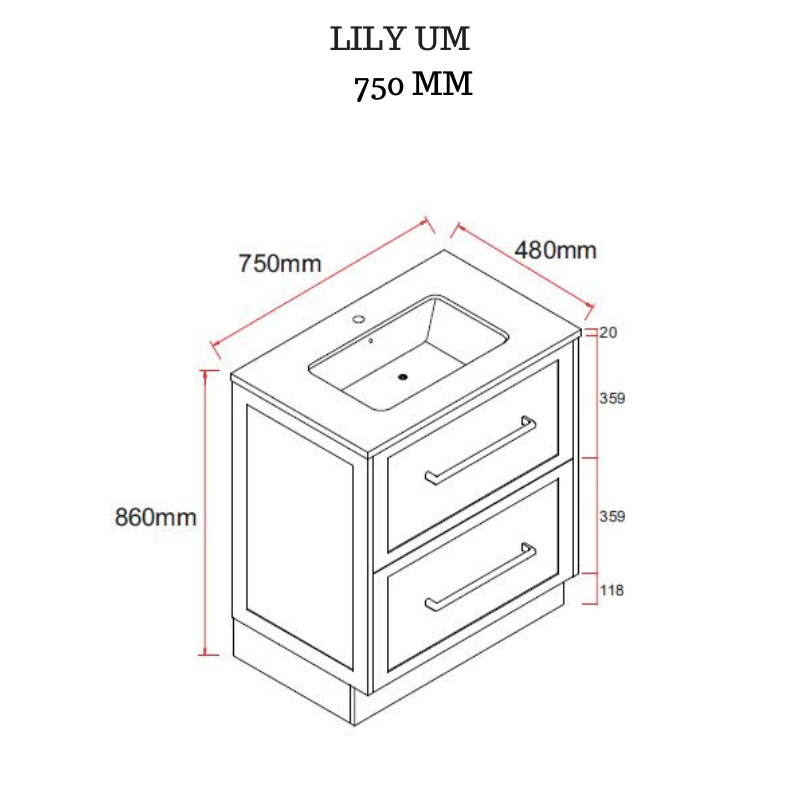 Lily 750mmHampton Shaker Style Freestanding Bathroom Vanity
