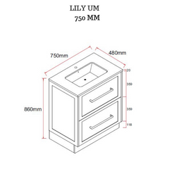 Lily 750mmHampton Shaker Style Freestanding Bathroom Vanity