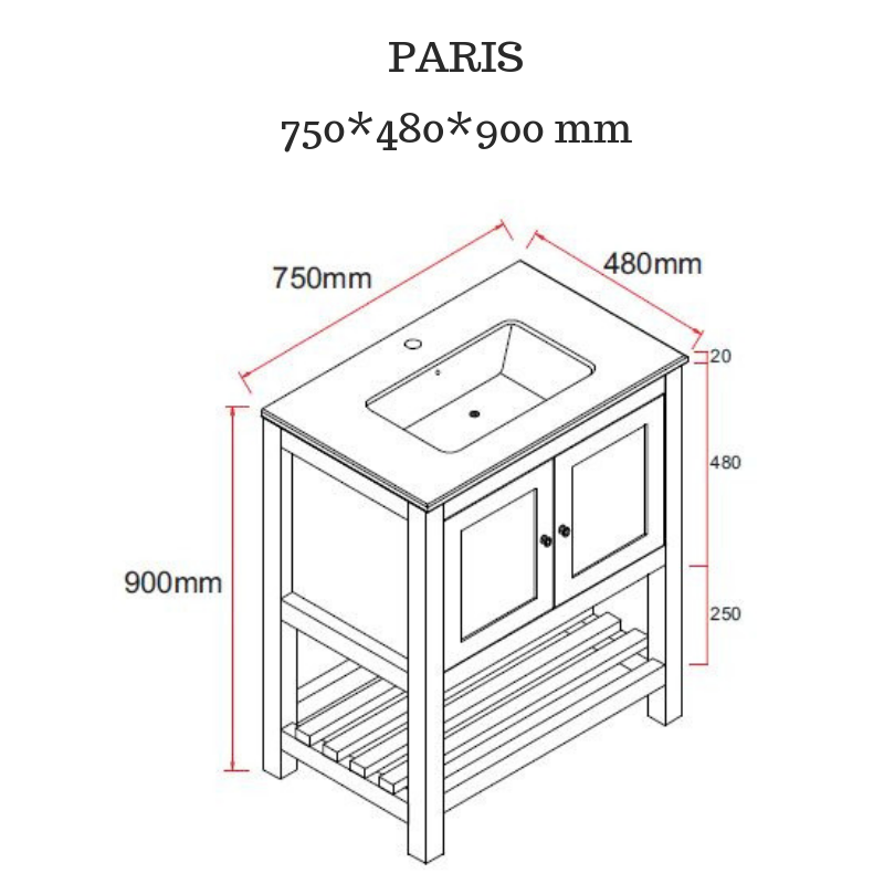 PARIS 750mm Bathroom Vanity
