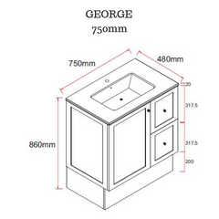 George 750mm Hampton Shaker Style Freestanding Bathroom Vanity