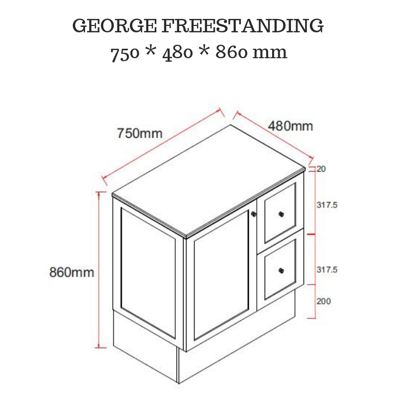 George 750mm Hampton Shaker Style Freestanding Bathroom Vanity