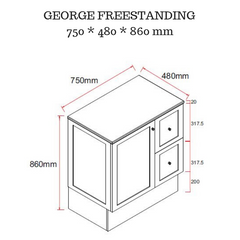 George 750mm Hampton Shaker Style Freestanding Bathroom Vanity