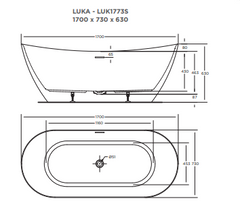 LUKA Freestanding -GLOSS WHITE 1700mm