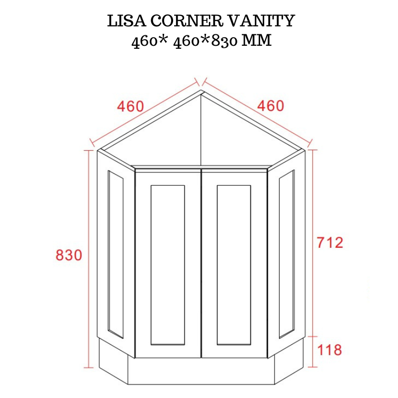LISA 460MM FREESTANDING CERAMIC BASIN CORNER BATHROOM VANITY