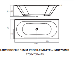 Metro Island Bath 1750mm Matte White Low Profile Acrylic