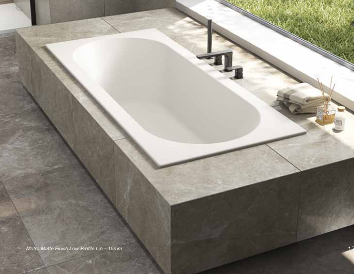 Metro Island Bath 1750mm Matte White Low Profile Acrylic