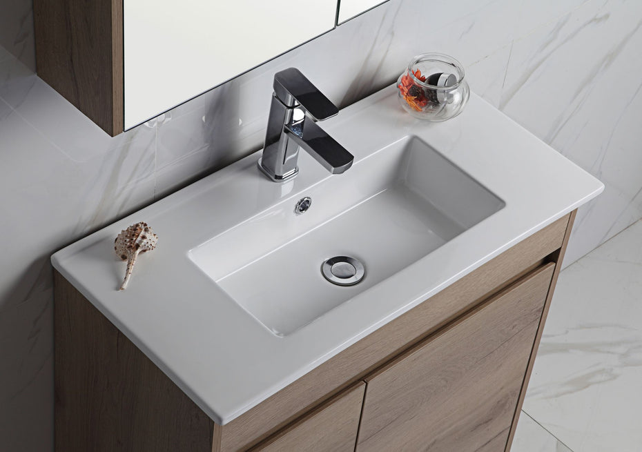 YORK 750 Freestanding Timber Look Powder Room Slim Vanity