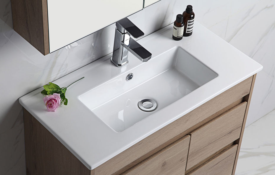 YORK 900 Wall Hung Timber Look Powder Room Slim Vanity