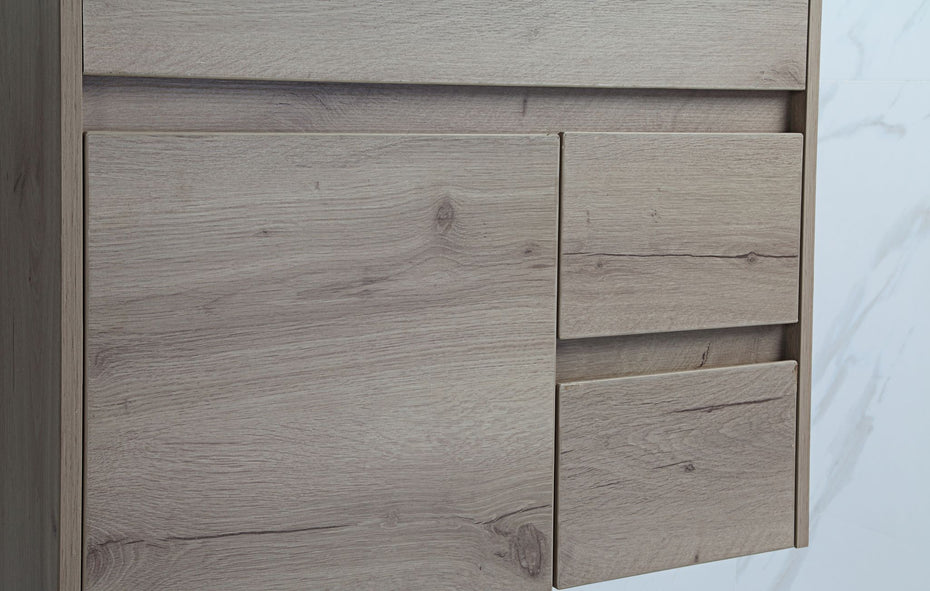 YORK 900 Wall Hung Timber Look Powder Room Slim Vanity