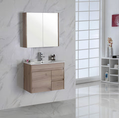 YORK 750 Wall Hung Timber Look Powder Room Slim Vanity