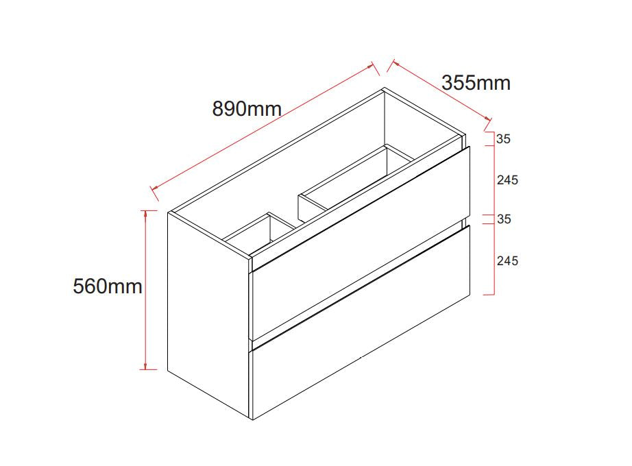 Slim X 900mm Narrow Bathroom Vanity Wall Hung