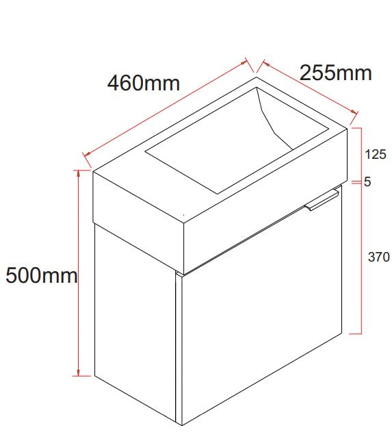 MEL 450MM WALLHUNG POWDER ROOM TIMBER LOOK VANITY- (FREE DELIVERY UNAVAILABLE ON CLEARANCE ITEMS)