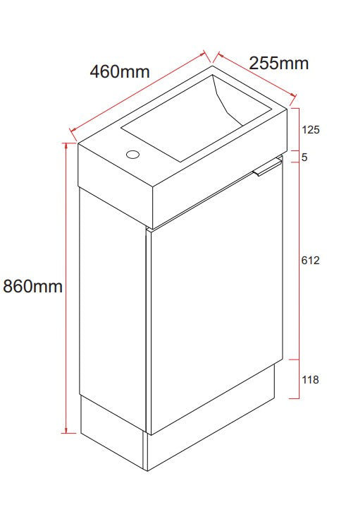 MEL 450MM FREESTANDING POWDER ROOM TIMBER LOOK VANITY - (FREE DELIVERY UNAVAILABLE ON CLEARANCE ITEMS)