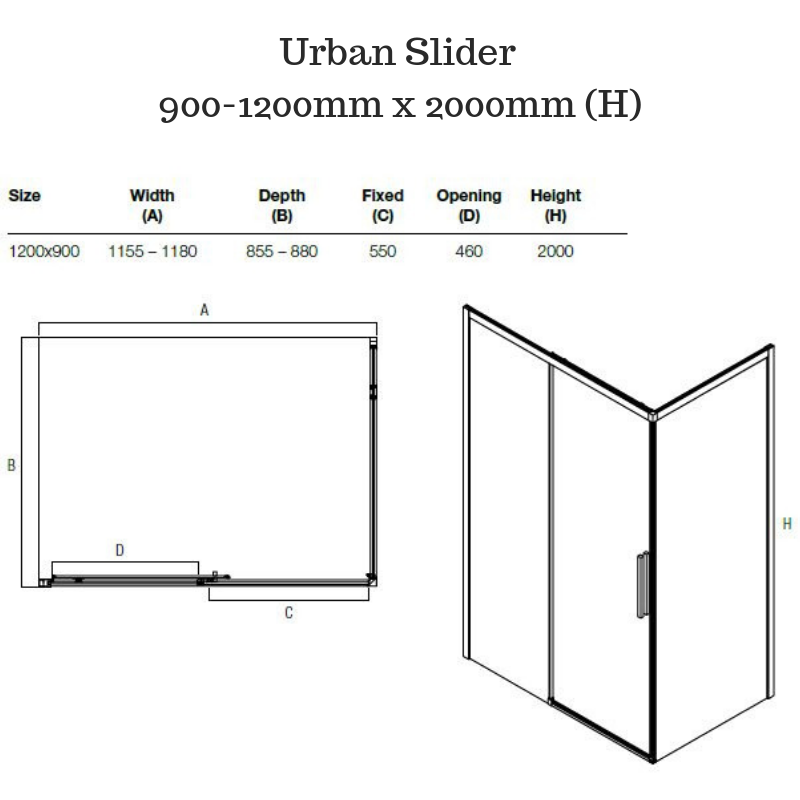Shower Screen with Sliding door - Urban Slider