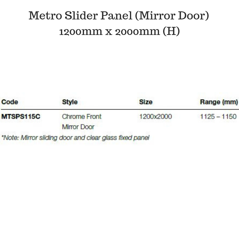 Shower Screen with sliding Mirror door - Metro Slider (Mirror Door)