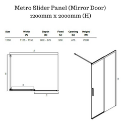 Shower Screen with sliding Mirror door - Metro Slider (Mirror Door)