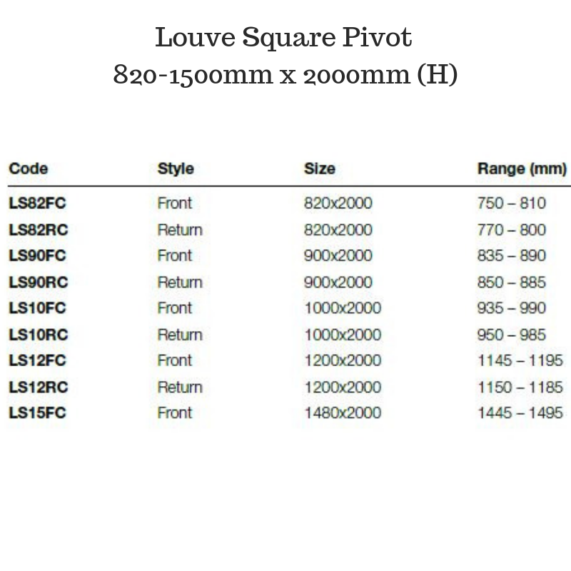 Framed Shower Screen with Pivot door - Louve Square Pivot
