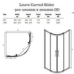 Corner Shower screen with curved sliding doors - Louve