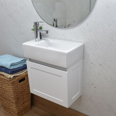 LOTUS 460MM WALLHUNG BATHROOM VANITY HAMPTON SHAKER STYLE