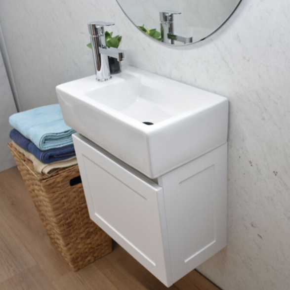 LOTUS 460MM WALLHUNG BATHROOM VANITY HAMPTON SHAKER STYLE