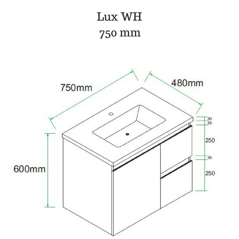 WILLO 750mm Wall Hung Bathroom Vanity
