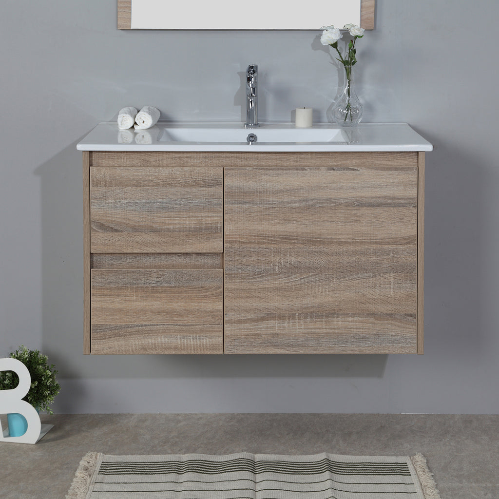 Buy Grace 750mm Wall Hung Timber look Bathroom Vanity Online Melbourne
