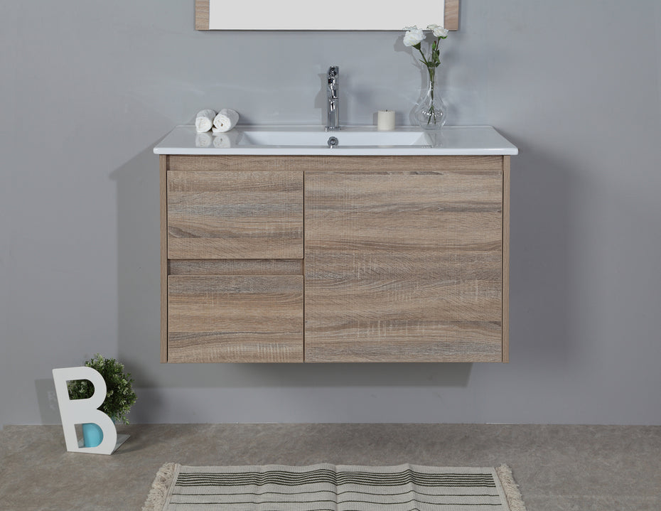 Grace 750mm Wall Hung Timber look Bathroom Vanity