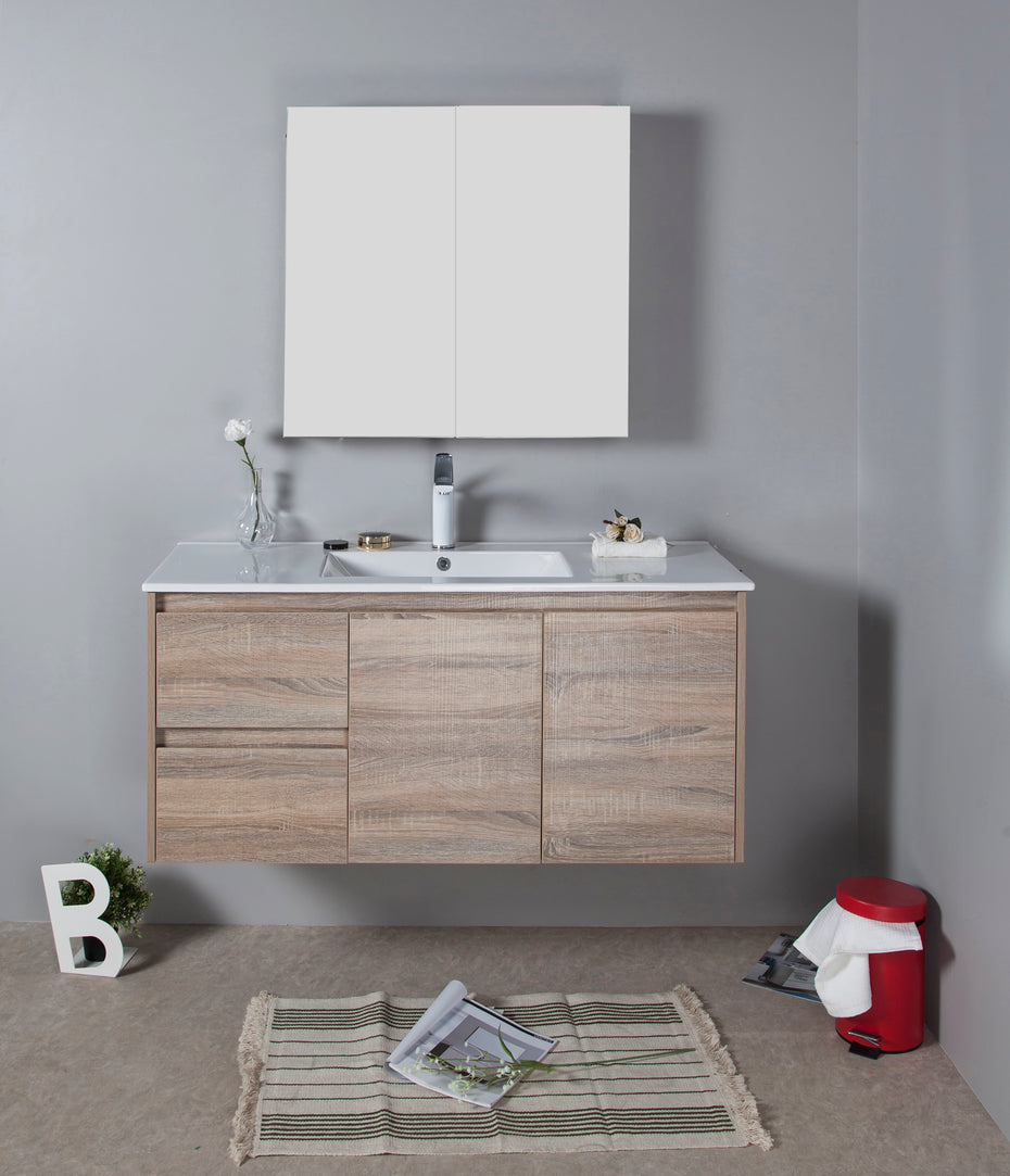 Grace 1200mm Wall Hung Timber look Bathroom Vanity