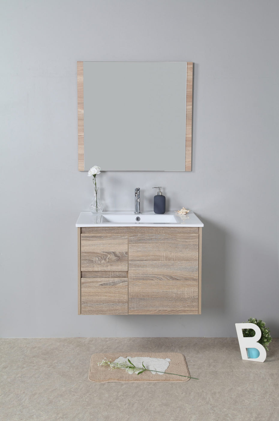 Grace 750mm Wall Hung Timber look Bathroom Vanity