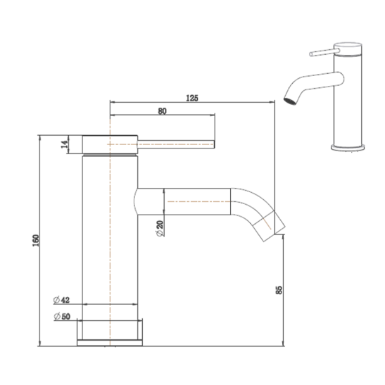 Bella Vista Mica Basin Mixer- GUNMETAL grey