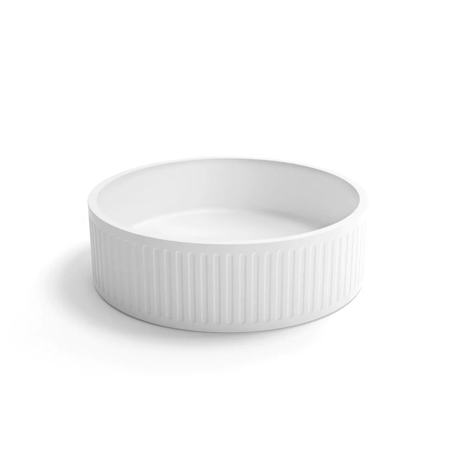HUDSON ROUND CONCRETE WHITE BASIN 400MM