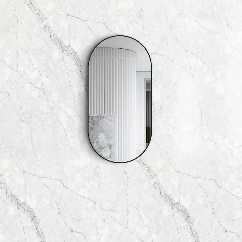 Noosa Matte Black Oval Framed 1200x600mm