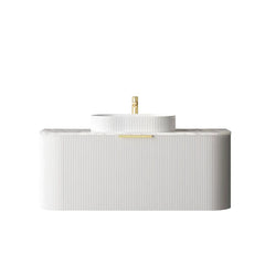 BONDI 1200MM SATIN WHITE FLUTED WALL HUNG CURVE VANITY