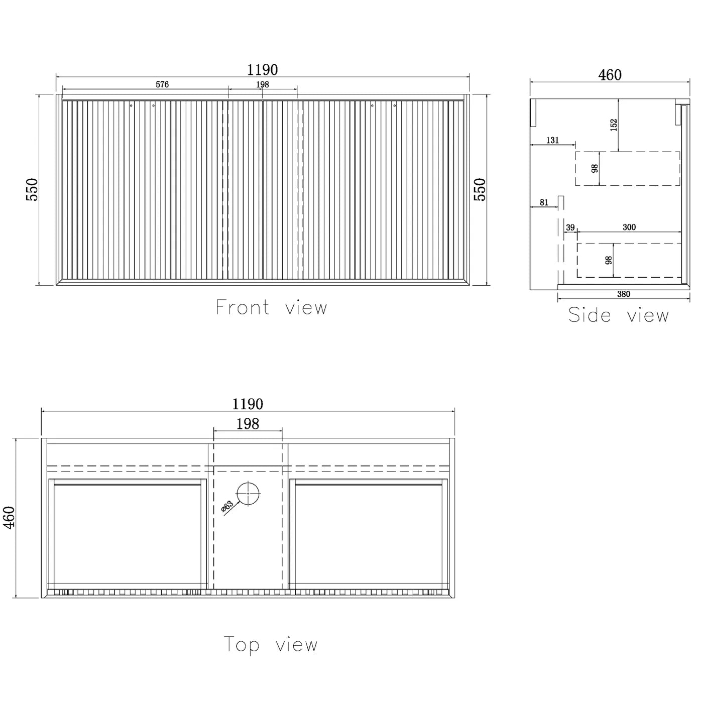 MARLO 1200MM MATTE BLACK WALL HUNG VANITY