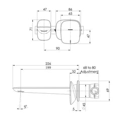 Nuage Wall Basin / Bath Mixer Set